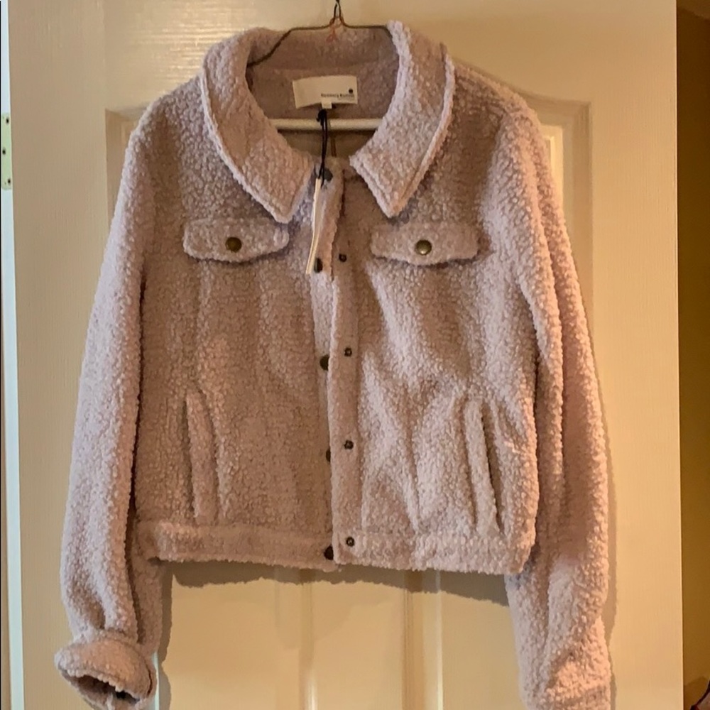 Blush long sleeve Sherpa jean jacket